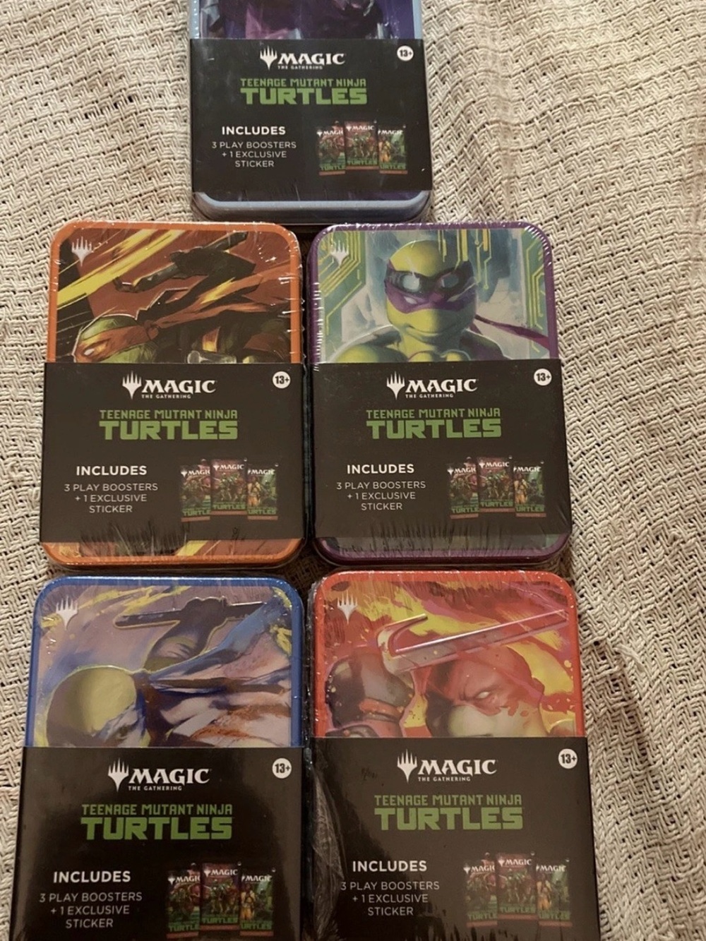 MTG TMNT 5 Tin Booster Collection Magic Gathering Ninja Turtles Sealed Box Set